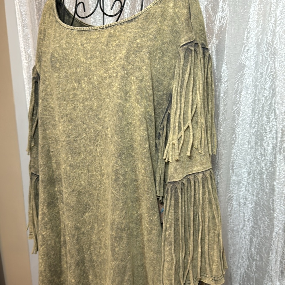 ODDI fringed boho shift dress